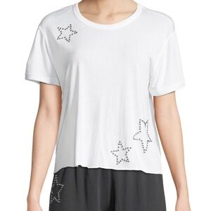Monrow White Star Studded Short Sleeve Tee